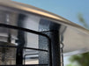 Detailed view of the Round Flame Tower Heater with the protective grill