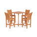 A durable Tortuga Outdoor Jakarta 5-Piece Teak Wood Bar Set, perfect for outdoor patio furniture.