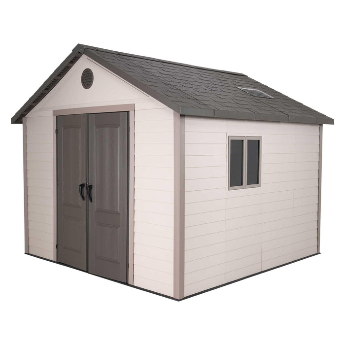 A Lifetime 11 Ft. X 11 Ft. Outdoor Storage Shed - 6433 on a white background.