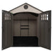 A Lifetime 8 Ft. X 10 Ft. Outdoor Storage Shed - 60332 with an open door.
