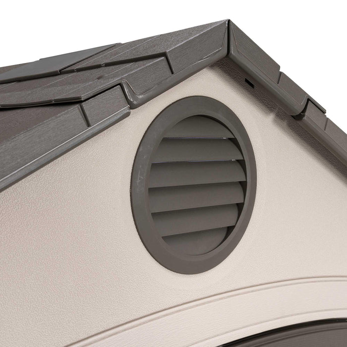The Lifetime 8 Ft. X 10 Ft. Outdoor Storage Shed - 60332 has a vent on its roof.