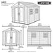 Lifetime 8 Ft. X 12.5 Ft. Outdoor Storage Shed - 6402 with doors and windows specs