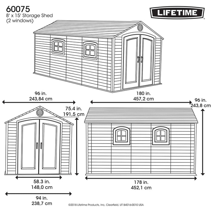 Lifetime 8 Ft. X 15 Ft. Outdoor Storage Shed - 60075 by Lifetime x Lifetime x Lifetime x Lifetime x Lifetime x Lifetime