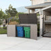 Two Lifetime Horizontal Storage Sheds - 60296U in a garage with a fence.