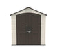 A front view of a shed on a white background.