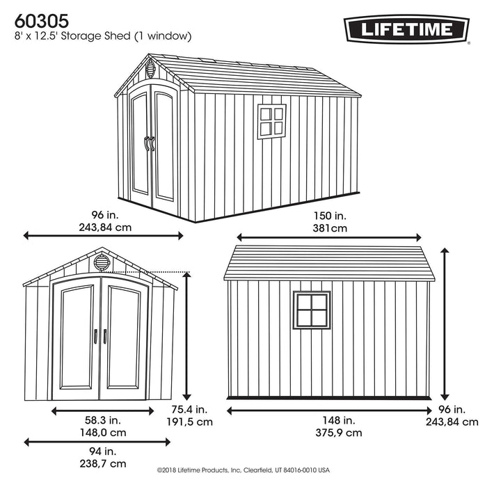 A diagram showing the dimensions of an Outdoor Storage Shed