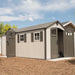 A Lifetime 17.5 Ft. X 8 Ft. Outdoor Storage Shed  outdoors with some of the doors opened
