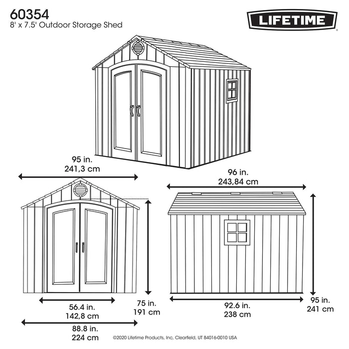 A diagram showing the dimensions of an Outdoor Storage Shed 
