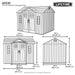 A diagram showing the dimensions of a Lifetime 10 Ft. X 8 Ft. Outdoor Storage Shed - 60330 by Lifetime.