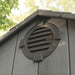 A small window on the side of a Lifetime 10 Ft. X 8 Ft. Outdoor Storage Shed - 60330.