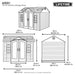 A diagram showing the dimensions of a Lifetime 10 Ft. X 8 Ft. Outdoor Storage Shed - 60001 by Lifetime.