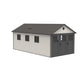 An image of a Lifetime 11 Ft. X 21 Ft. Outdoor Storage Shed - 60237 with two doors and a roof.