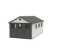 A Lifetime 11 Ft. X 21 Ft. Outdoor Storage Shed - 60237 in white and gray on a white background.