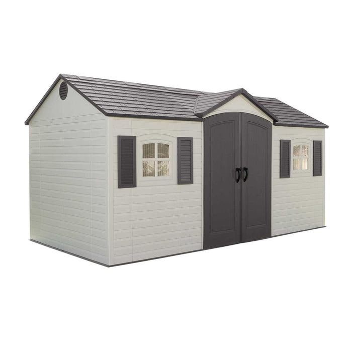 A Lifetime 15 Ft. X 8 Ft. Outdoor Storage Shed - 6446 on a white background.