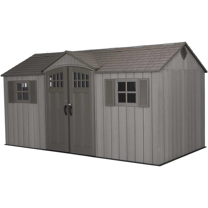 A Lifetime 15 Ft X 8 Ft Outdoor Storage Shed - 60318 on a white background.