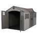 A Lifetime 15 Ft X 8 Ft Outdoor Storage Shed - 60318 with a door open.