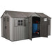 A Lifetime 15 Ft X 8 Ft Outdoor Storage Shed - 60318 with a blue door.
