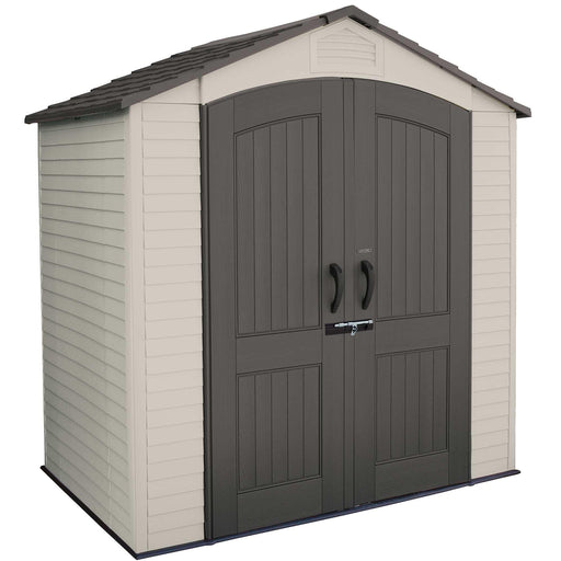 A front view of a Shed on a white background