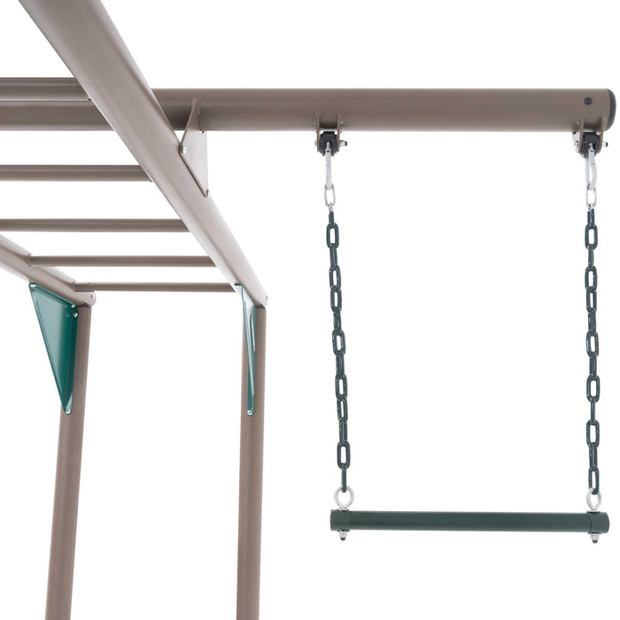 Detail of the swing attachment on the Lifetime Double Adventure Tower.