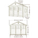 A diagram showing the measurements of a Lifetime 11 Ft. X 11 Ft. Outdoor Storage Shed - 60187.