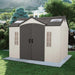 A Lifetime 10 Ft. X 8 Ft. Outdoor Storage Shed - 60005 in a grassy area.