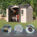 An image of a Lifetime 10 Ft. X 8 Ft. Outdoor Storage Shed - 60005 with different features.