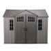A Lifetime 10 Ft. X 8 Ft. Outdoor Storage Shed - 60330 with doors and windows.