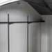 A Lifetime 10 Ft. X 8 Ft. Outdoor Storage Shed - 60333 with a metal roof.