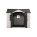 A Lifetime 10 Ft. X 8 Ft. Outdoor Storage Shed - 60333 with a door open on a white background.