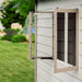 A Lifetime 11 Ft. X 18.5 Ft. Outdoor Storage Shed - 60355 window with a screen on it.