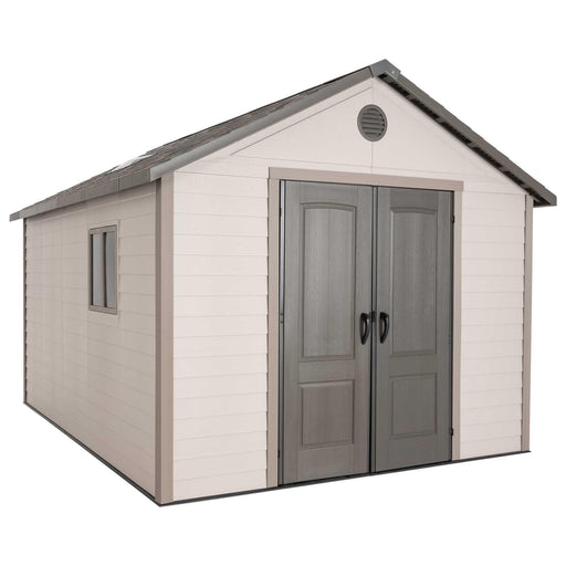 A Lifetime 11 Ft. X 13.5 Ft. Outdoor Storage Shed - 6415 on a white background.