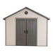 A Lifetime 11 Ft. X 13.5 Ft. Outdoor Storage Shed - 6415 with doors and windows.