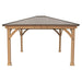 Full structure of the Yardistry Meridian Premium Cedar Gazebo on a white background.
