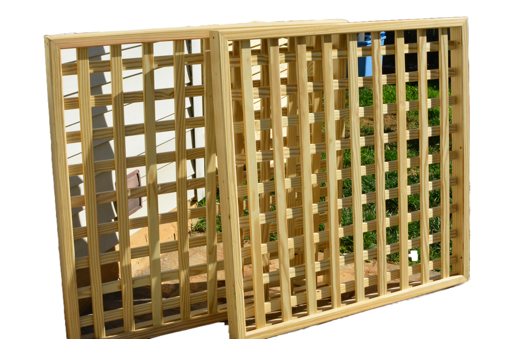 Two Amish Gazebos Patio Pergola Lattice Panels - ADD-ON Only screens in front of a house.