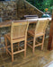 Two Tortuga Outdoor Jakarta 5-Piece Teak Wood Bar Sets, perfect for outdoor patios.