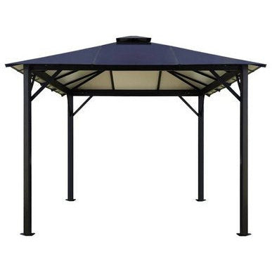 Standalone Paragon Outdoor Durham Hard Top Gazebo showcasing its robust frame and solid roof design.