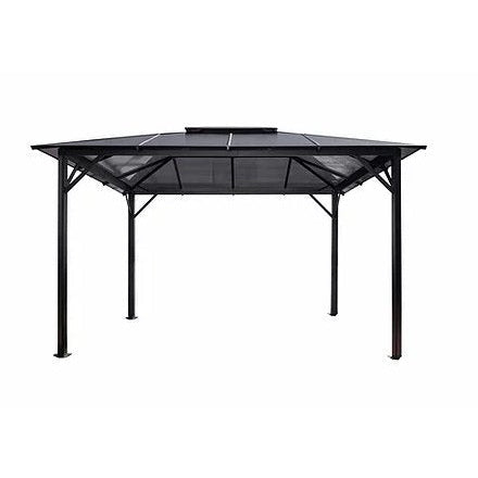 Image of a Paragon Outdoor Madrid Hard Top Gazebo against a white background, emphasizing the sleek design and sturdy construction.