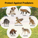 An informative graphic illustrating various predators like dogs, hawks, and raccoons, emphasizing the protective features of OverEZ Chicken Coops against such threats.