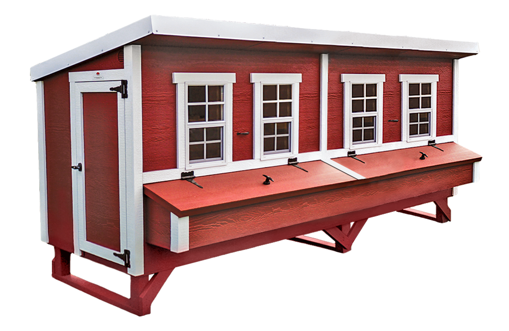 The OverEZ Jumbo Chicken Coop shown as part of the Pro Flock Bundle with sturdy construction and ample space for a large flock.