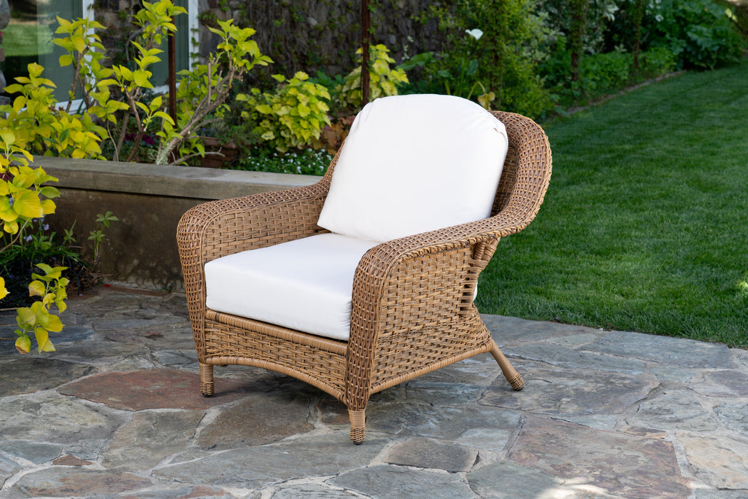 The club chair from the Tortuga Outdoor Sea Pines 5-Piece Outdoor Wicker Conversation Set - Mojave