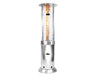 Stainless steel Vulcan Flame Tower Heater with visible glowing heating filament