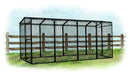 The Rugged Ranch walk-in run attached to an OverEZ Chicken Coop, offering a secure and spacious area for chickens to roam.