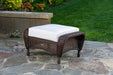 A Tortuga Outdoor Sea Pines Java ottoman on a stone patio.