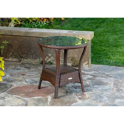 The side table of the Tortuga Outdoor Sea Pines 3-Piece Outdoor Wicker Seating Set - Java