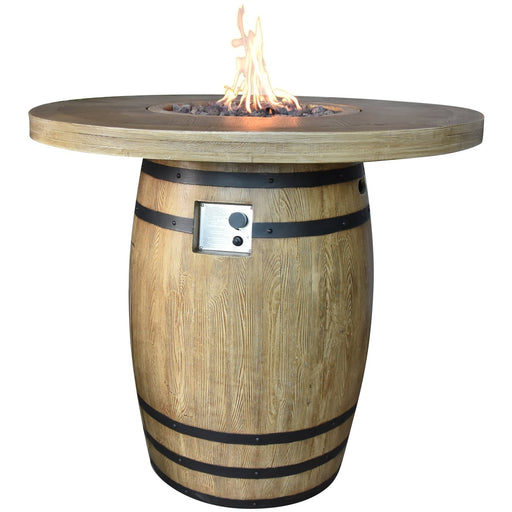 Elementi Lafite Barrel Fire Table - OFG225 with rocks and fire