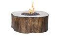 Manchester Fire Table - Redwood with rocks on fire