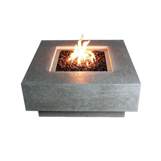 Gray Manhattan Fire Table with rocks on fire