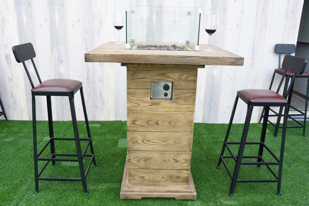Elementi Rova Bar Table with high chairs and wine glass