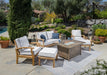 This Tortuga Outdoor 6-Piece Indonesian Teak Loveseat and Fire Table Set - Canvas Natural or Navy features durable construction and includes a fire pit.