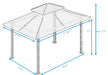 Technical illustration showing the dimensions of the Paragon Outdoor Barcelona Soft Top Gazebo, with detailed measurements for each side